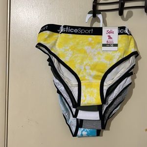 Justice Girls Bikini.  Oh So Soft 5 Pack Size 16.